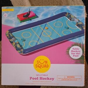 Inflatable Pool Hockey Set - Blue and Yellow